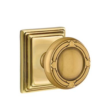 Emtek 8261-RBK-US7 Ribbon & Reed Door Knob Privacy Set With Wilshire Rosette French Antique