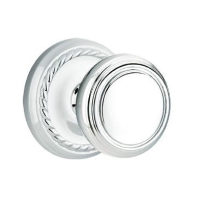 Emtek 8051-NW-US26 Norwich Door Knob Dummy Set With Rope Rosette Polished Chrome