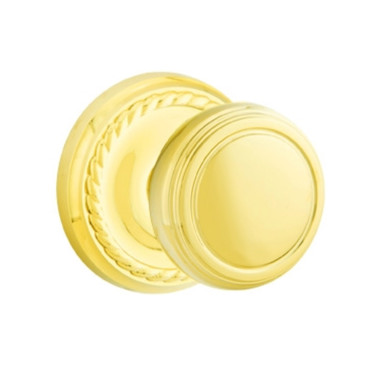 Emtek 8051-NW-US3 Norwich Door Knob Dummy Set With Rope Rosette Polished Brass