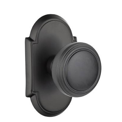 Emtek 8058-NW-US19 Norwich Door Knob Dummy Set With #8 Rosette Flat Black