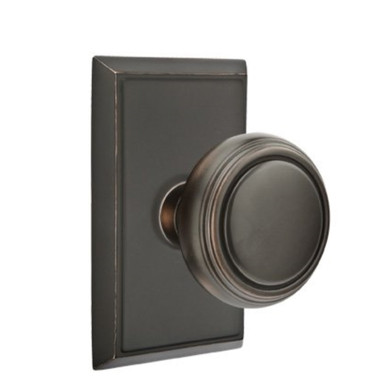 Emtek 8521-NW-US10B Norwich Door Knob Dummy Set With Rectangular Rosette Oil Rubbed Bronze