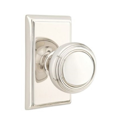 Emtek 8521-NW-US14 Norwich Door Knob Dummy Set With Rectangular Rosette Polished Nickel