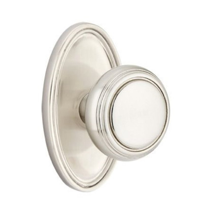 Emtek 8120-NW-US15 Norwich Door Knob Passage Set With Oval Rosette Satin Nickel