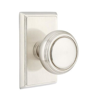 Emtek 8121-NW-US15 Norwich Door Knob Passage Set With Rectangular Rosette Satin Nickel