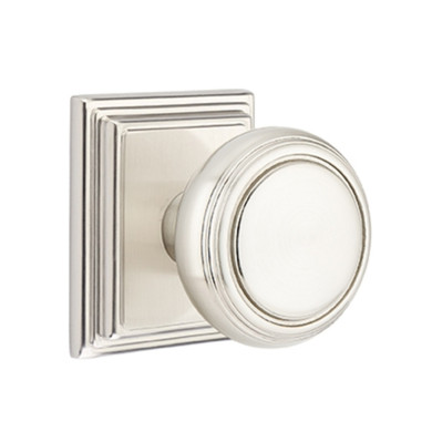 Emtek 8561-NW-US15 Norwich Door Knob Dummy Set With Wilshire Rosette Satin Nickel