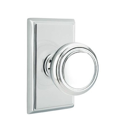 Emtek 8121-NW-US26 Norwich Door Knob Passage Set With Rectangular Rosette Polished Chrome