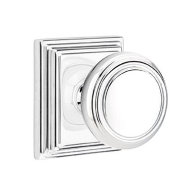 Emtek 8561-NW-US26 Norwich Door Knob Dummy Set With Wilshire Rosette Polished Chrome