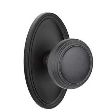 Emtek 8220-NW-US19 Norwich Door Knob Privacy Set With Oval Rosette Flat Black