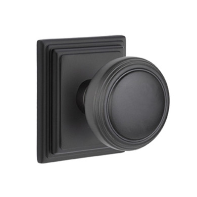Emtek 8261-NW-US19 Norwich Door Knob Privacy Set With Wilshire Rosette Flat Black