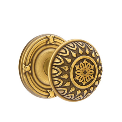 Emtek 8207-LN-US7 Lancaster Door Knob Privacy Set With Ribbon & Reed Rosette French Antique