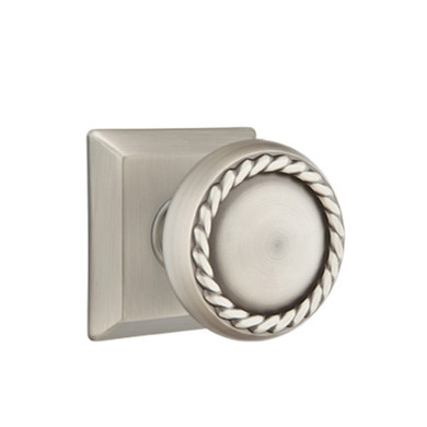 Emtek 8531-RK-US15A Rope Door Knob Dummy Set With Quincy Rosette Pewter