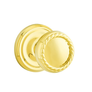 Emtek 8100-RK-US3 Rope Door Knob Passage Set With Regular Rosette Polished Brass