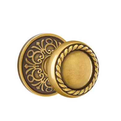 Emtek 8106-RK-US7 Rope Door Knob Passage Set With Lancaster Rosette French Antique