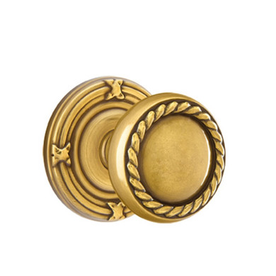 Emtek 8107-RK-US7 Rope Door Knob Passage Set With Ribbon & Reed Rosette French Antique