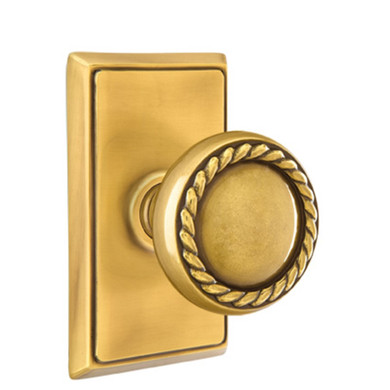 Emtek 8121-RK-US7 Rope Door Knob Passage Set With Rectangular Rosette French Antique