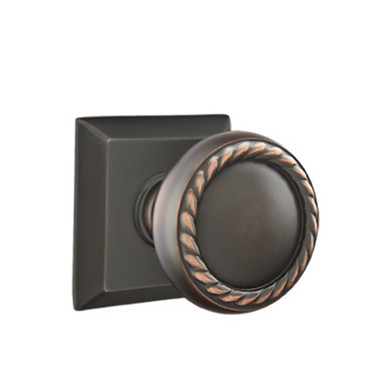 Emtek 8131-RK-US10B Rope Door Knob Passage Set With Quincy Rosette Oil Rubbed Bronze