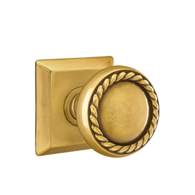 Emtek 8131-RK-US7 Rope Door Knob Passage Set With Quincy Rosette French Antique