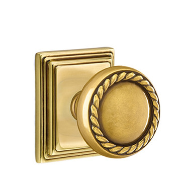 Emtek 8161-RK-US7 Rope Door Knob Passage Set With Wilshire Rosette French Antique