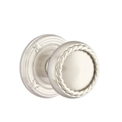 Emtek 8207-RK-US15 Rope Door Knob Privacy Set With Ribbon & Reed Rosette Satin Nickel