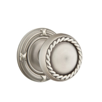 Emtek 8207-RK-US15A Rope Door Knob Privacy Set With Ribbon & Reed Rosette Pewter