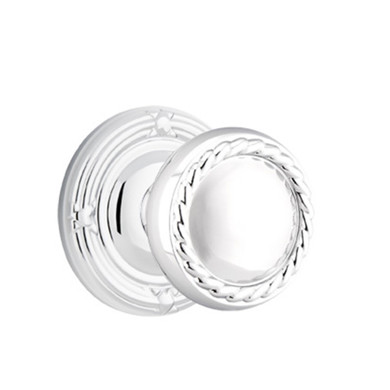 Emtek 8207-RK-US26 Rope Door Knob Privacy Set With Ribbon & Reed Rosette Polished Chrome