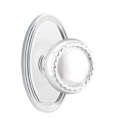 Emtek 8220-RK-US26 Rope Door Knob Privacy Set With Oval Rosette Polished Chrome