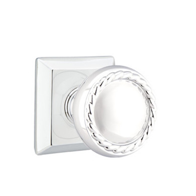 Emtek 8231-RK-US26 Rope Door Knob Privacy Set With Quincy Rosette Polished Chrome