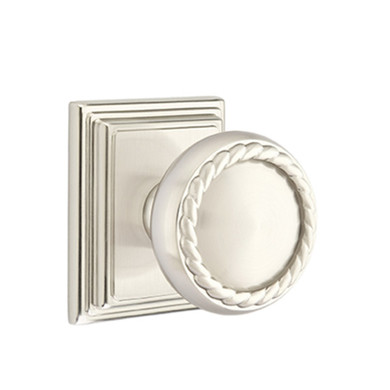 Emtek 8261-RK-US15 Rope Door Knob Privacy Set With Wilshire Rosette Satin Nickel