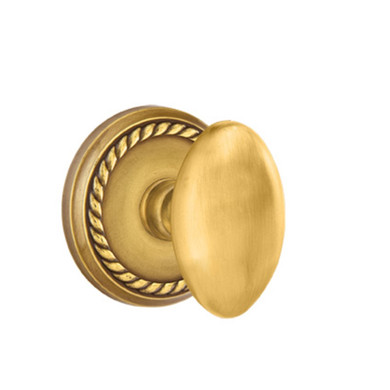 Emtek 8051-E-US7 Egg Door Knob Dummy Set With Rope Rosette French Antique