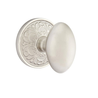 Emtek 8056-E-US15 Egg Door Knob Dummy Set With Lancaster Rosette Satin Nickel