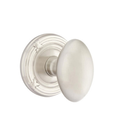 Emtek 8057-E-US15 Egg Door Knob Dummy Set With Ribbon & Reed Rosette Satin Nickel