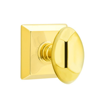 Emtek 8531-E-US3 Egg Door Knob Dummy Set With Quincy Rosette Polished Brass
