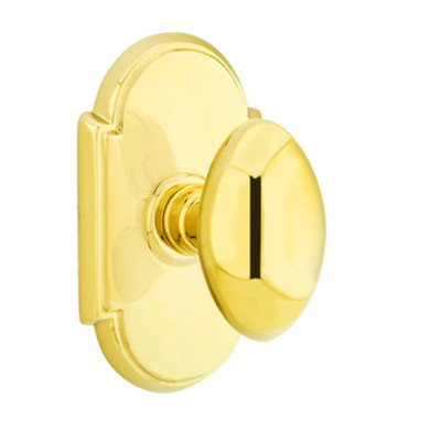 Emtek 8108-E-US3 Egg Door Knob Passage Set With #8 Rosette Polished Brass