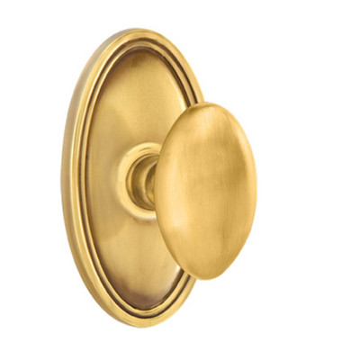Emtek 8120-E-US7 Egg Door Knob Passage Set With Oval Rosette French Antique