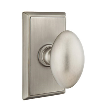 Emtek 8121-E-US15A Egg Door Knob Passage Set With Rectangular Rosette Pewter