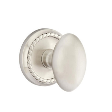 Emtek 8201-E-US15 Egg Door Knob Privacy Set With Rope Rosette Satin Nickel