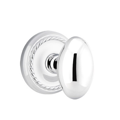 Emtek 8201-E-US26 Egg Door Knob Privacy Set With Rope Rosette Polished Chrome