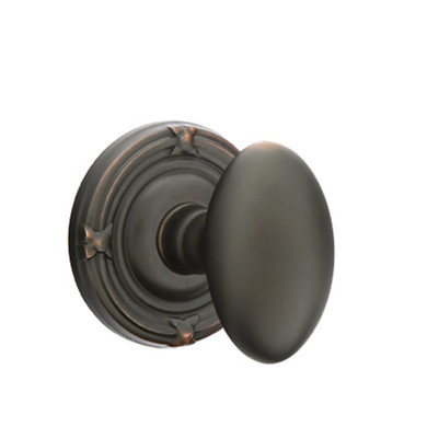 Emtek 8207-E-US10B Egg Door Knob Privacy Set With Ribbon & Reed Rosette Oil Rubbed Bronze