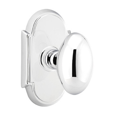 Emtek 8208-E-US26 Egg Door Knob Privacy Set With #8 Rosette Polished Chrome