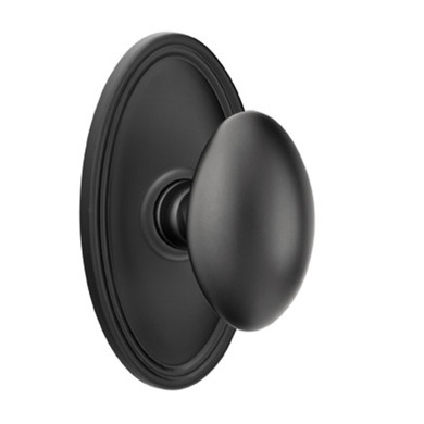 Emtek 8220-E-US19 Egg Door Knob Privacy Set With Oval Rosette Flat Black