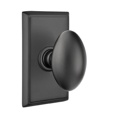 Emtek 8221-E-US19 Egg Door Knob Privacy Set With Rectangular Rosette Flat Black