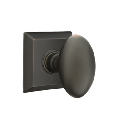 Emtek 8231-E-US10B Egg Door Knob Privacy Set With Quincy Rosette Oil Rubbed Bronze