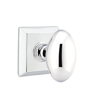 Emtek 8231-E-US26 Egg Door Knob Privacy Set With Quincy Rosette Polished Chrome