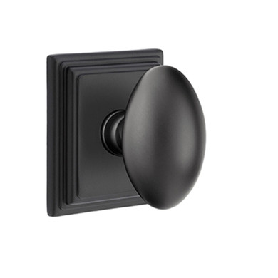Emtek 8261-E-US19 Egg Door Knob Privacy Set With Wilshire Rosette Flat Black