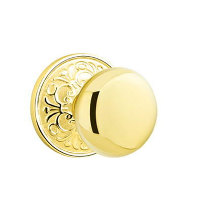 Emtek 8106-P-US3 Providence Door Knob Passage Set With Lancaster Rosette Polished Brass