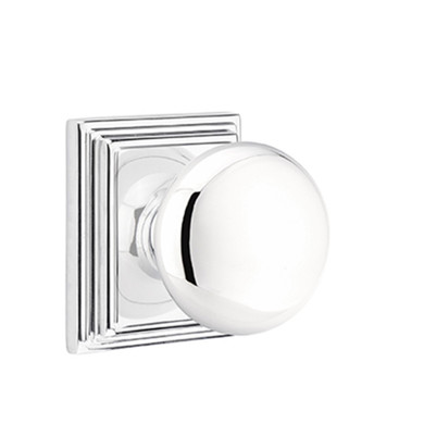 Emtek 8161-P-US26 Providence Door Knob Passage Set With Wilshire Rosette Polished Chrome