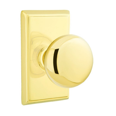 Emtek 8221-P-US3 Providence Door Knob Privacy Set With Rectangular Rosette Polished Brass