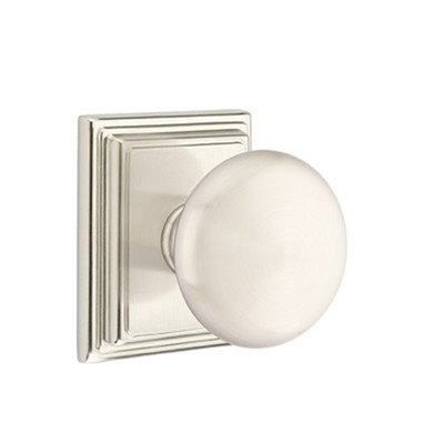 Emtek 8261-P-US15 Providence Door Knob Privacy Set With Wilshire Rosette Satin Nickel