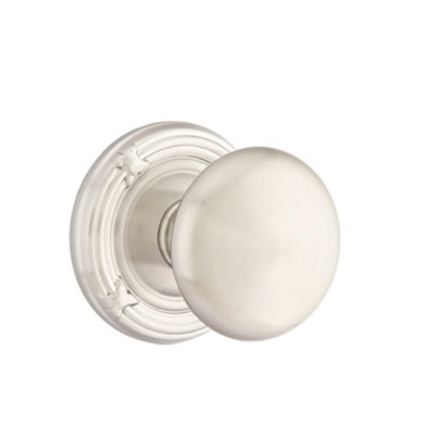 Emtek 8057-P-US15 Providence Door Knob Dummy Set With Ribbon & Reed Rosette Satin Nickel
