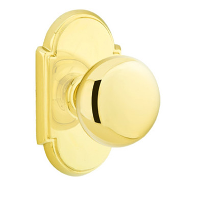 Emtek 8058-P-US3 Providence Door Knob Dummy Set With #8 Rosette Polished Brass